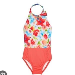 Janie And Jack Floral One Piece Halter Bathing Suit Sz 18-24 Months NWT